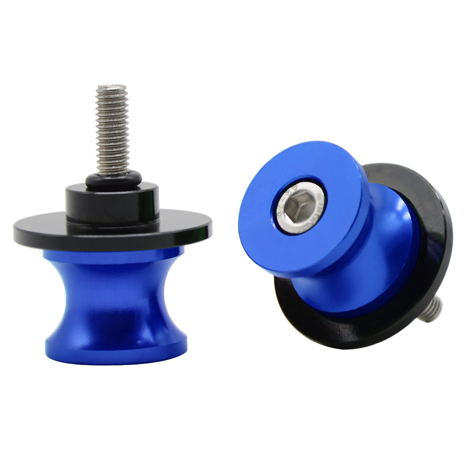 2tlg M6*1,5 Alu Schwingenschutz Schwingenadapter Ständer Bobbins Spool Racingadapter Ständeraufnahme 6mm für MT01 MT-01 FZ-01 MT03 MT-03 MT-125 MT09 MT-09 MT10 MT-10 (Blau) von ZHUOWU