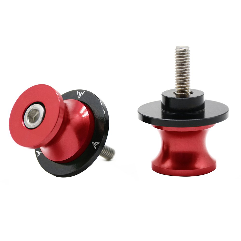 2tlg M6*1,5 Alu Schwingenschutz Schwingenadapter Ständer Bobbins Spool Racingadapter Ständeraufnahme 6mm für MT01 MT-01 FZ-01 MT03 MT-03 MT-125 MT09 MT-09 MT10 MT-10 (Rot) von ZHUOWU