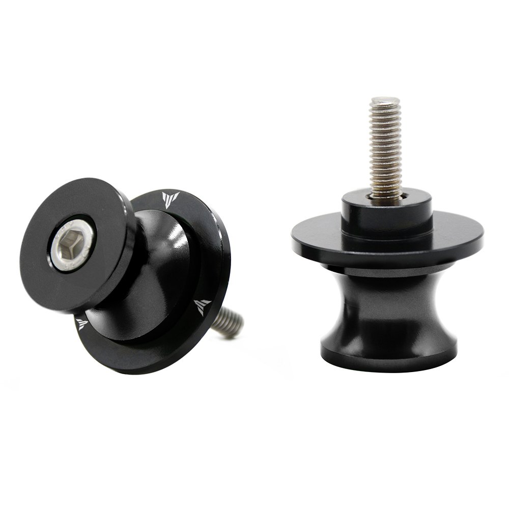 2tlg M6*1,5 Alu Schwingenschutz Schwingenadapter Ständer Bobbins Spool Racingadapter Ständeraufnahme 6mm für MT01 MT-01 FZ-01 MT03 MT-03 MT-125 MT09 MT-09 MT10 MT-10 (Schwarz) von ZHUOWU