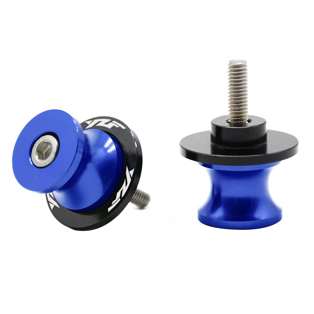 2tlg M6 Alu Schwingenschutz Schwingenadapter Ständer Bobbins Spool Racingadapter Ständeraufnahme 6mm für YZF R1 R3 R6 R6S R25 R125 600R (Blau) von ZHUOWU