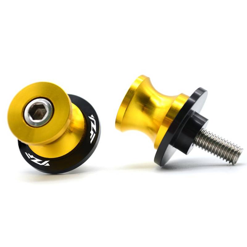 2tlg M6 Alu Schwingenschutz Schwingenadapter Ständer Bobbins Spool Racingadapter Ständeraufnahme 6mm für YZF R1 R3 R6 R6S R25 R125 600R (Gold) von ZHUOWU
