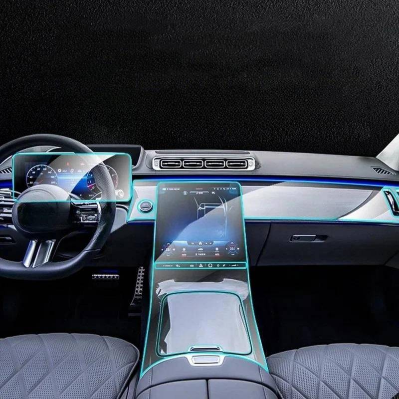 LQUNGE Autotür-Mittelkonsole Medien-Armaturenbrett-Navigation TPU Anti-Kratz-Schutzfolie für Merceds Benz S-Klasse S400 S450 S500 2021–2024 von LQUNGE