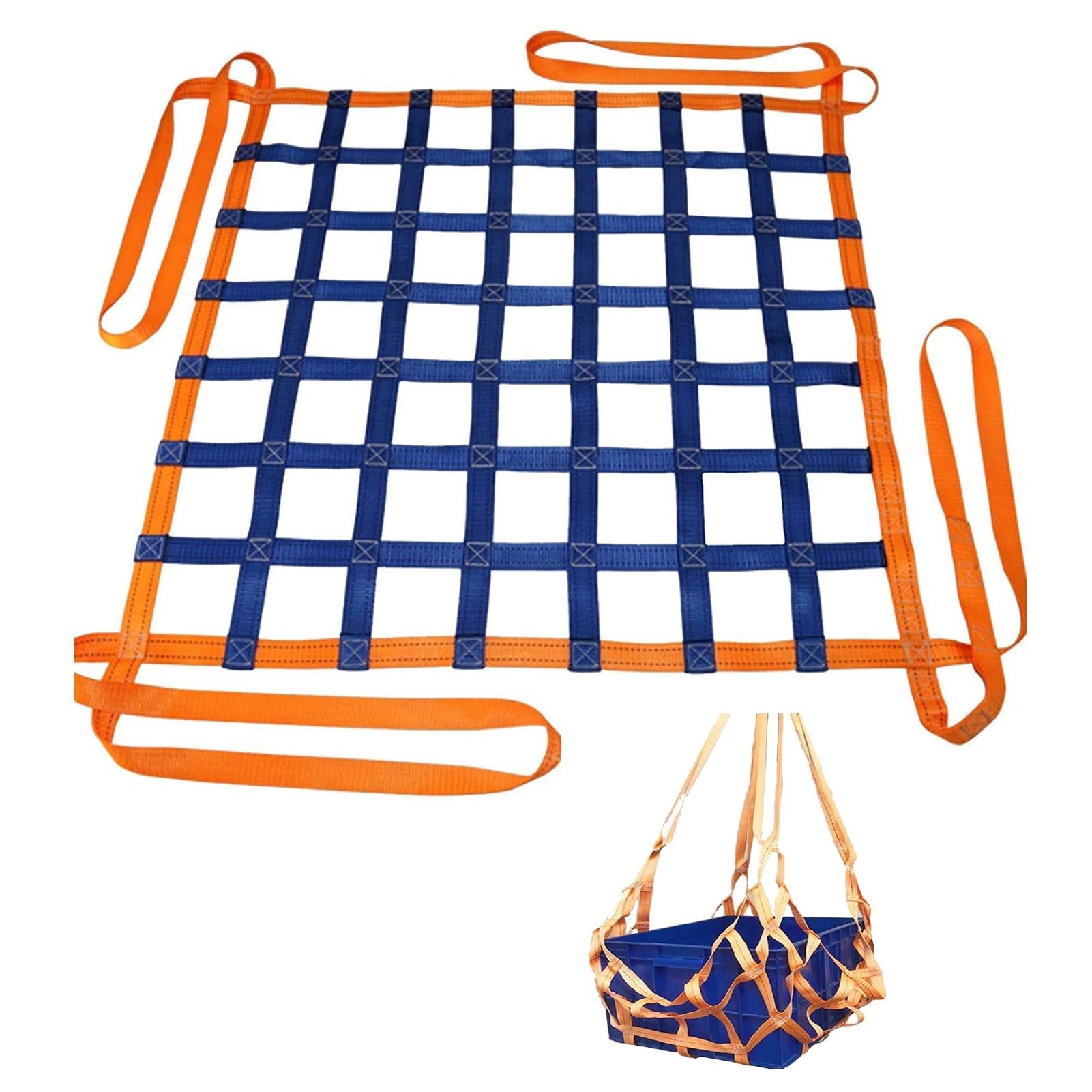 Netz,Frachtnetz, Flaches Hebenetz aus Nylon - Sicherheitshebenetzgurte for dekorative Zäune, Lastenhebenetz aus Polyester, Starke, tragende Materialhandhabungsgurte(1.5 X 1.5M/Mesh 10cm/Load 2.5t) von LRFNKCT
