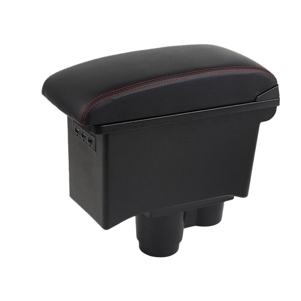Auto Mittelkonsole Armlehne Für Duster 2019-2022 Armlehne Auto Armlehne Box Center Console Storage Box Dekoration Zubehör(A1 Black red 7USB) von LRSJJ