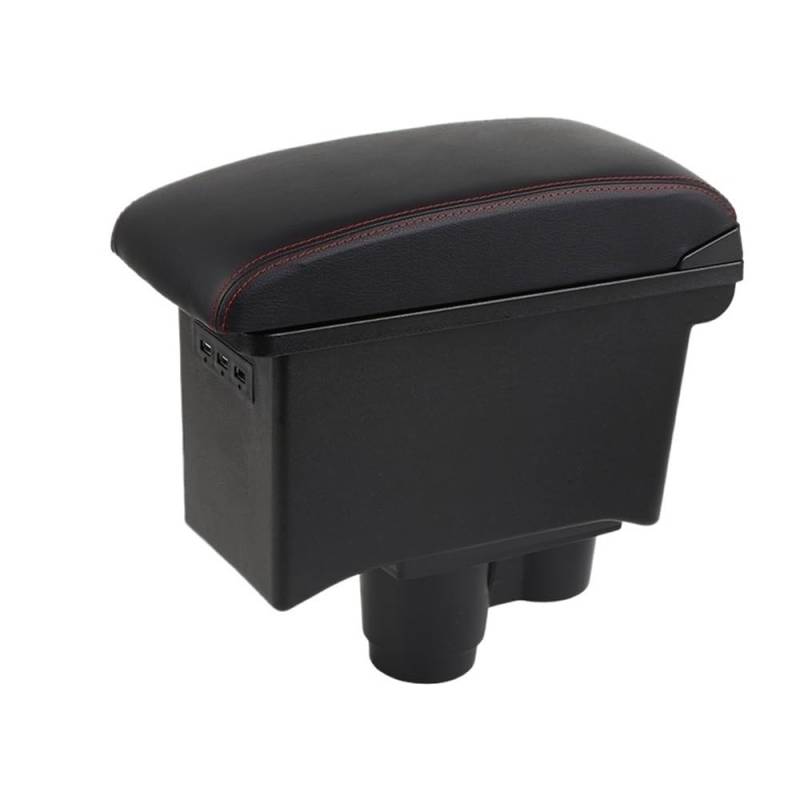 Auto Mittelkonsole Armlehne Für Duster 2019-2022 Armlehne Auto Armlehne Box Center Console Storage Box Dekoration Zubehör(A1 Black red 7USB) von LRSJJ
