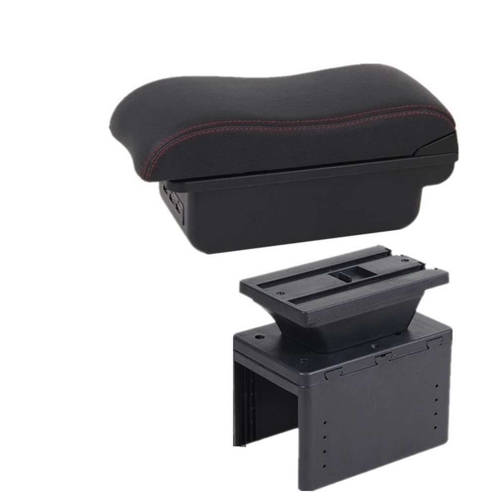 Auto Mittelkonsole Armlehne Für Fita 500L lehnenbox Auto lehnenbox Mittelkonsole Aufbewahrungsbox Mittelkonsole Aufbewahrungsbox Autozubehör(B2 red line 3USB) von LRSJJ