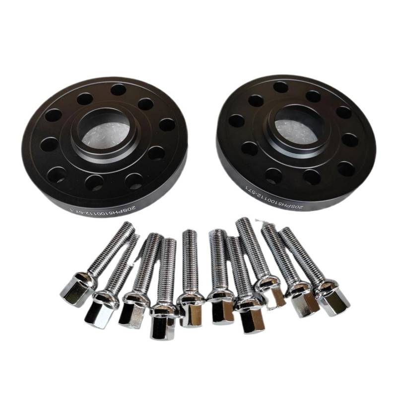 Auto Rad Distanzscheiben 20 Mm 0,8 Zoll 2 Stück 5 X 100 5 X 112 Radnaben-Distanzscheiben Mit Verlängerten Radschrauben 14 X 1,5(Black) von LRSJJ