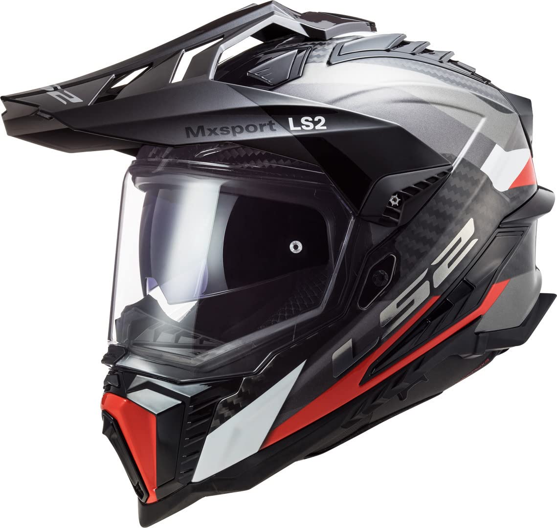 LS2, Motocross Helm EXPLORER CARBON FRONTIER Titanium Red, XXL von LS2