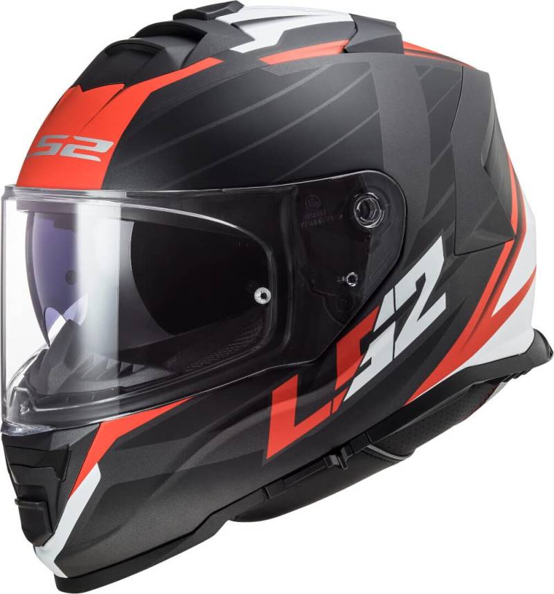 LS2, Integraler Motorradhelm STORM II NERVE Matt Black Red, M von LS2