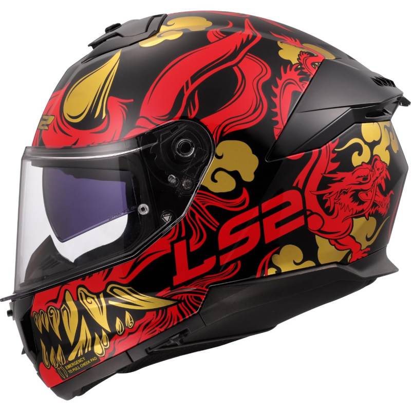 LS2, Integraler Motorradhelm STREAM II DRAKO Gloss Black Red, S von LS2