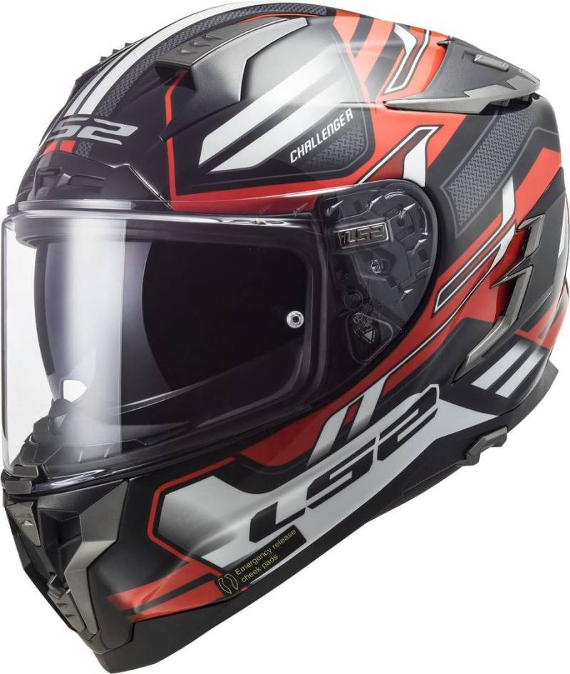 LS2, Integralhelm motorrad Challenger Spin black red white, XS von LS2
