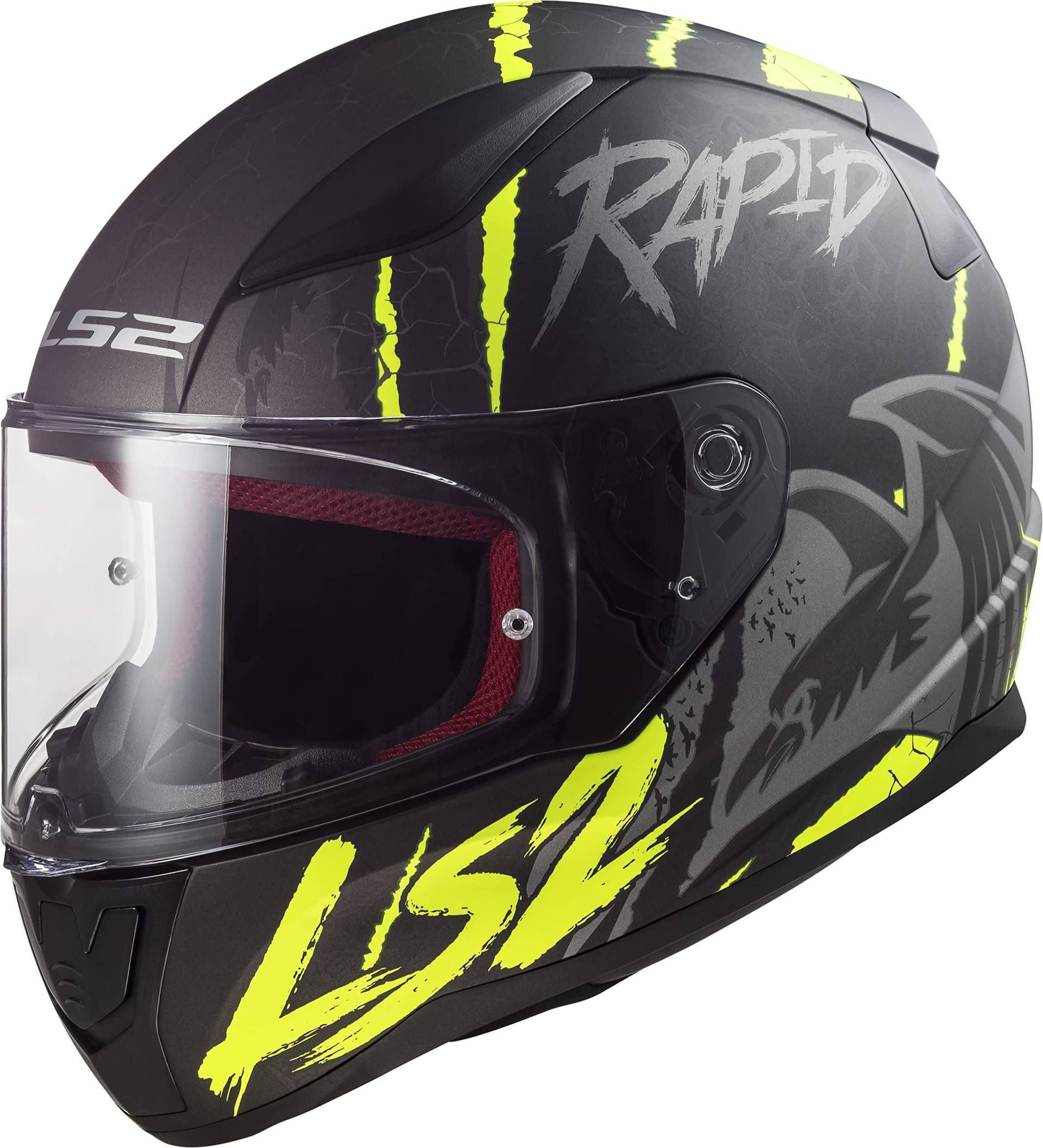 LS2, Integralhelme motorrad RAPID raven mat black silver yellow, XL LS2, Integralhelme motorrad RAPID raven mat black silver yellow, XL von LS2