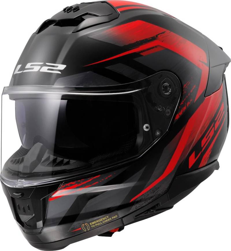 LS2, Integraler Motorradhelm STREAM II FURY Gloss Black Red, XXXL von LS2