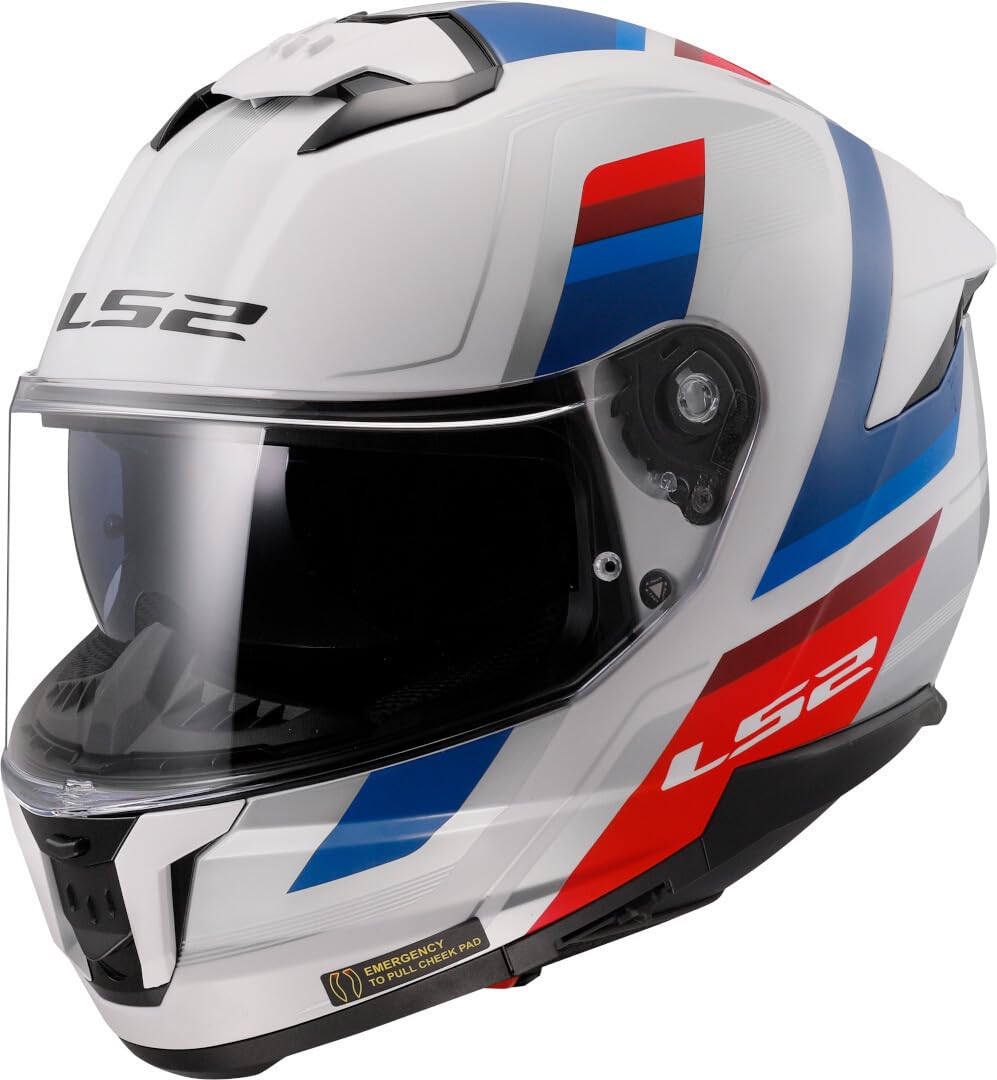 LS2, Integraler Motorradhelm STREAM II VINTAGE Gloss White Blue Red, M von LS2