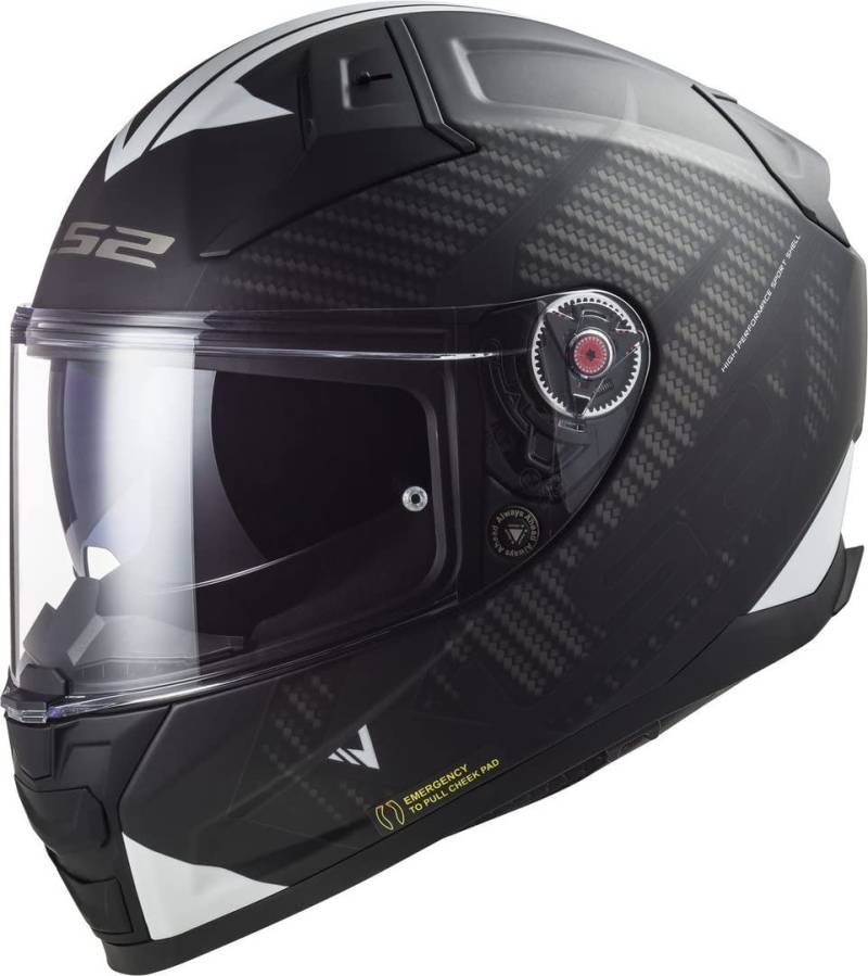 LS2, Integraler Motorradhelm Vector II Splitter Matt Black White, M von LS2