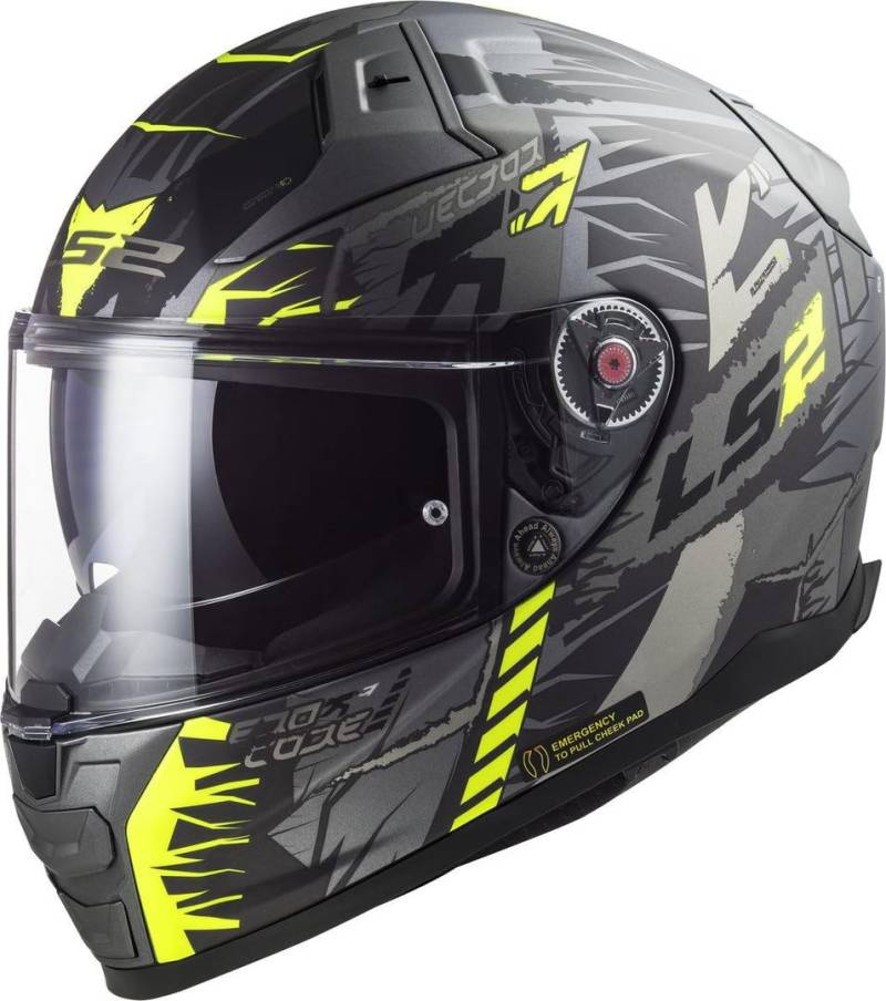 LS2, Integralhelme motorrad VECTOR II Techbot, titanium yellow XL von LS2