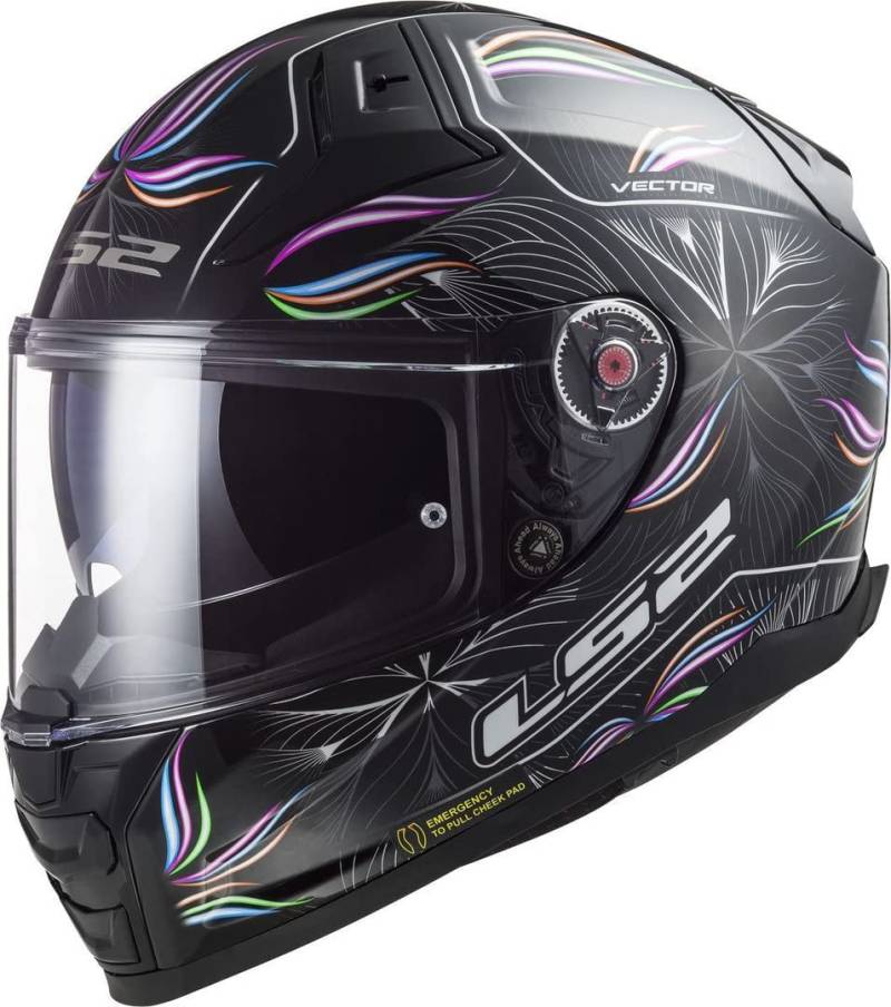 LS2, Integraler Motorradhelm Vector II Tropical Gloss Black White, 4XL von LS2
