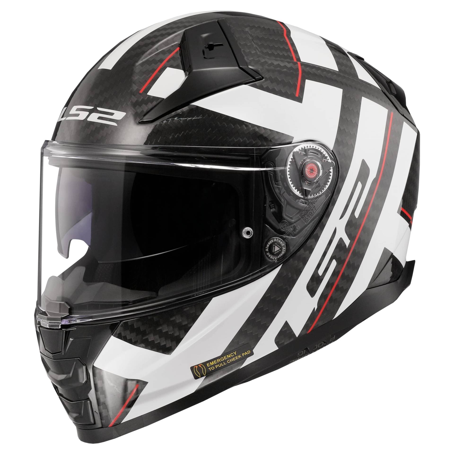 LS2, Integraler Motorradhelm VECTOR II CARBON STRONG Gloss White, M von LS2