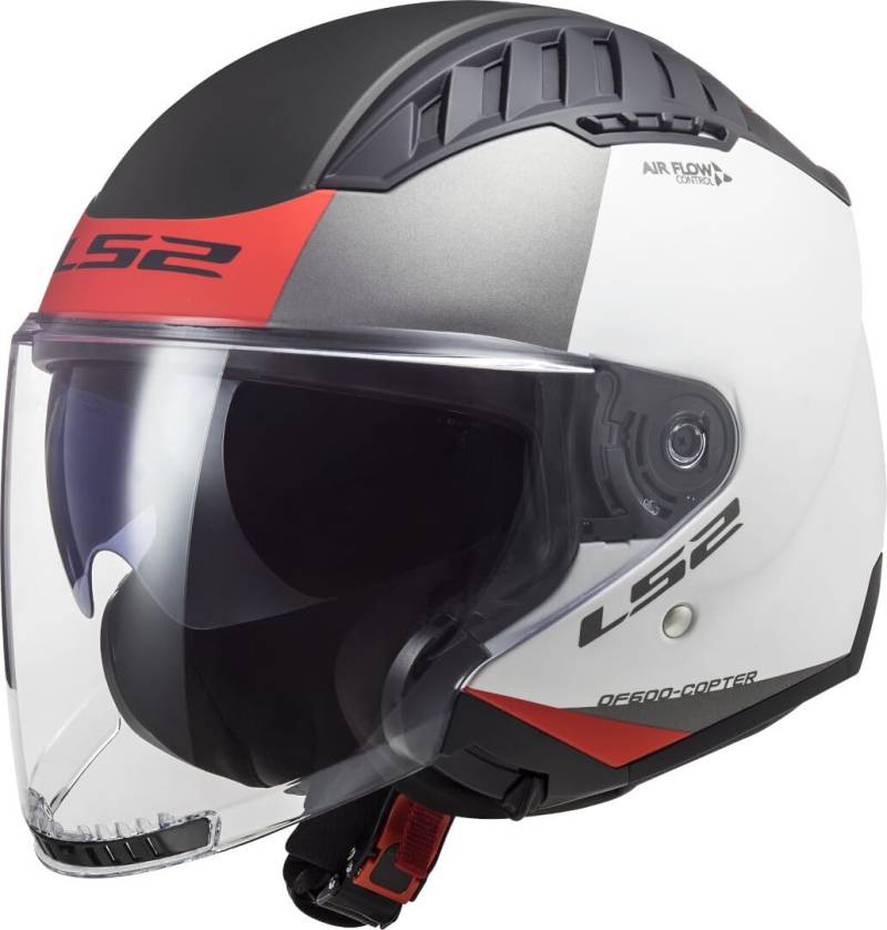 LS2, Jet-Motorradhelm Copter II Urbane Matt White Red, L von LS2