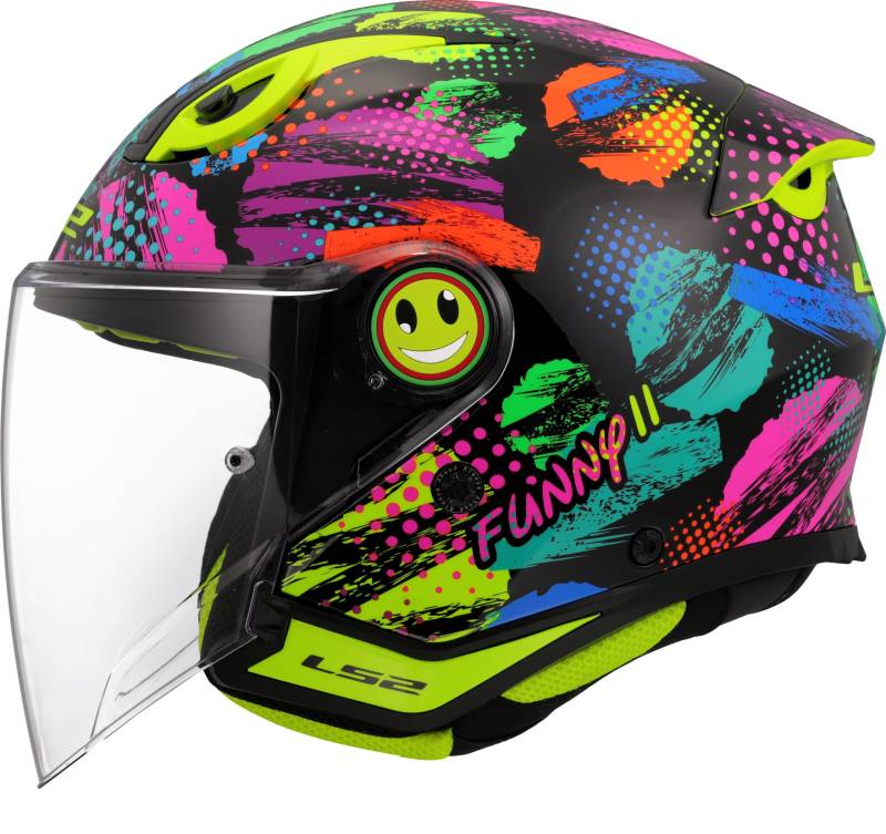LS2, Jet-Motorradhelm für Kinder FUNNY II JOY Gloss Black, S von LS2