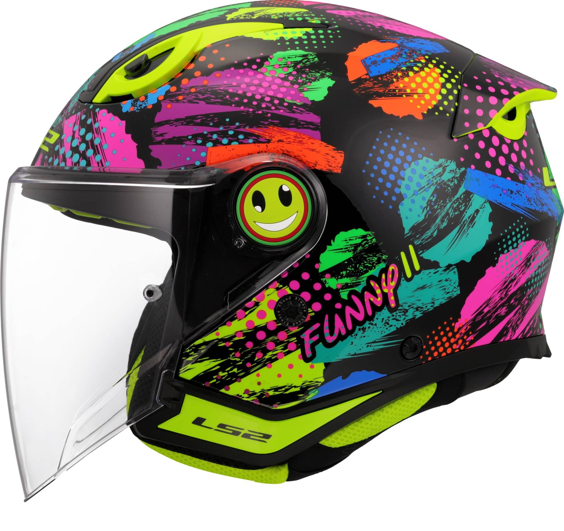 LS2, Jet-Motorradhelm für Kinder FUNNY II JOY Gloss Black, S von LS2