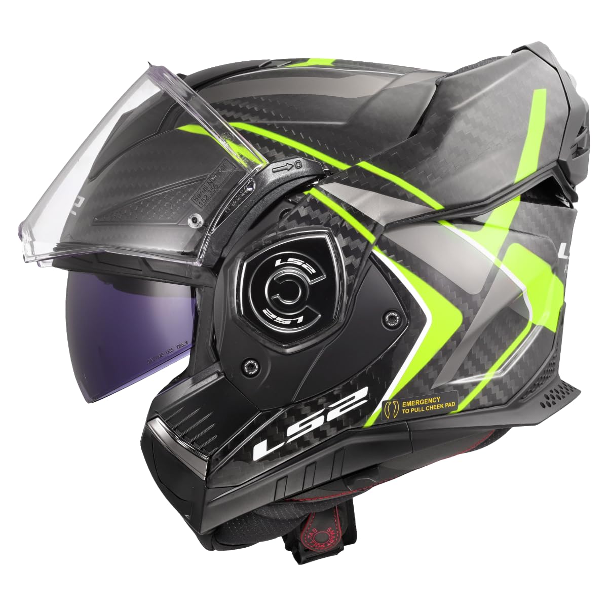LS2, Modularer Motorradhelm ADVANT X CARBON FUTURE II Gloss H-V Yellow, XL von LS2