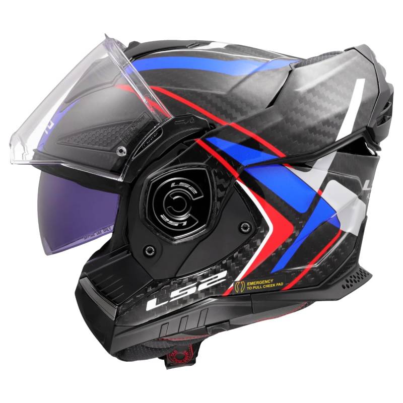 LS2, Modularer Motorradhelm ADVANT X CARBON FUTURE II Gloss White Blue, 3XL von LS2