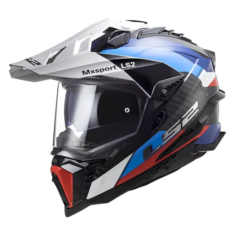 LS2, Motocross Helm Explorer Carbon Frontier Black Blue, S von LS2