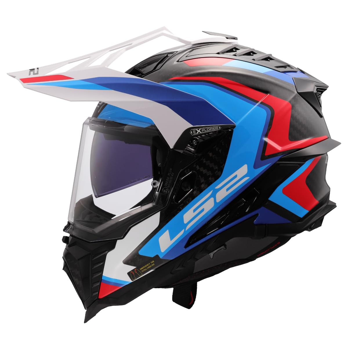 LS2, Motocross-Helm Explorer Carbon Frontier II Gloss White Blue, XXL LS2, Motocross-Helm Explorer Carbon Frontier II Gloss White Blue, XXL von LS2