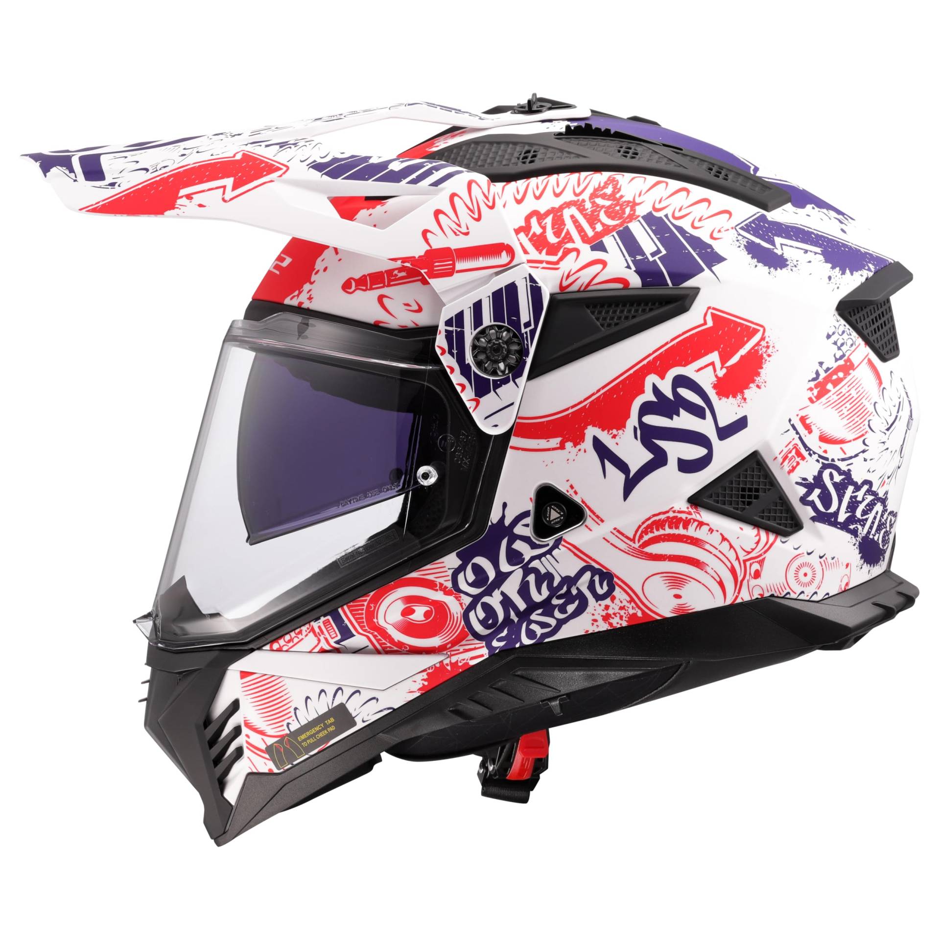 LS2, Motocrosshelme PIONEER II FANTASY Matt White Red Blue, S LS2, Motocrosshelme PIONEER II FANTASY Matt White Red Blue, S von LS2