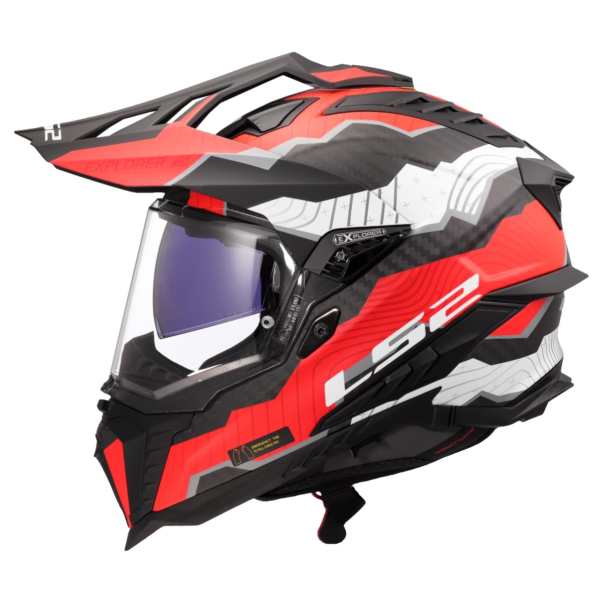 LS2, Motocross-Helm Explorer Carbon Trick White Red, XXL LS2, Motocross-Helm Explorer Carbon Trick White Red, XXL von LS2