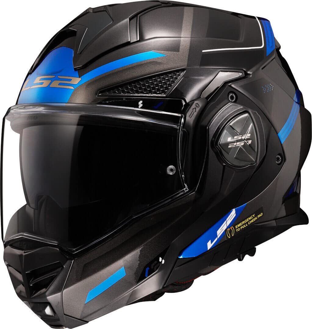 LS2, Klapphelm Motorrad ADVANT X SPECTRUM Black Titanium Blue, L von LS2
