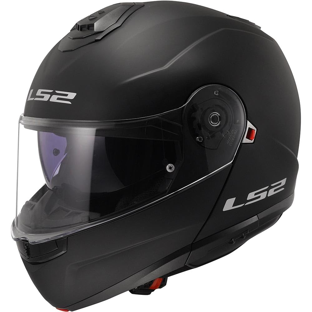 LS2 Helm Strobe II FF908 Mattschwarz Größe L | Klares Visier | Klapphelme | Schnappverschluss | Kunststoff | geeignet für Mofa, Moped, Motorrad, Roller von LS2