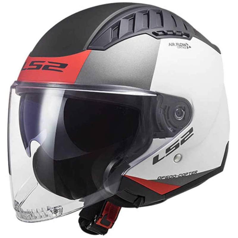 LS2, motohelm jet Copter urbane weiss rot, XXL von LS2
