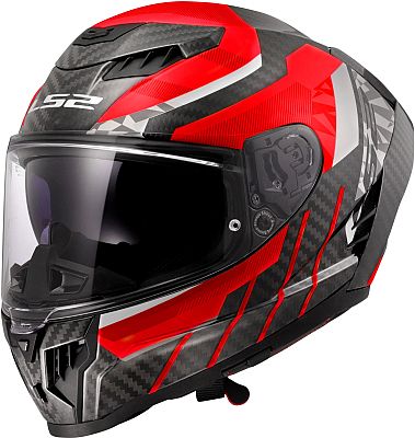 LS2 FF807 Dragon Carbon Trax, Integralhelm - Schwarz/Rot/Grau - L von LS2