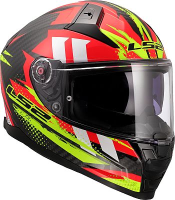 LS2 FF811 Vector II Carbon Tantic, Integralhelm - Schwarz/Rot/Neon-Gelb - M von LS2
