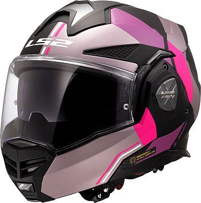 LS2 FF901 Advant X Ultra, Modularhelm - Matt Schwarz/Grau/Pink/Lila - M von LS2