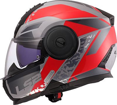 LS2 FF902 Scope II Oxyd, Klapphelm - Grau/Rot/Schwarz - S von LS2