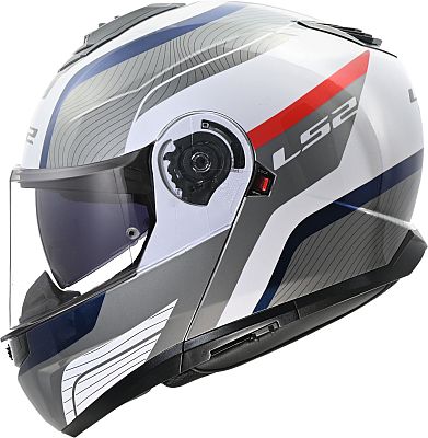 LS2 FF908 Strobe II Monza, Klapphelm - Weiß/Grau/Blau/Rot - S von LS2