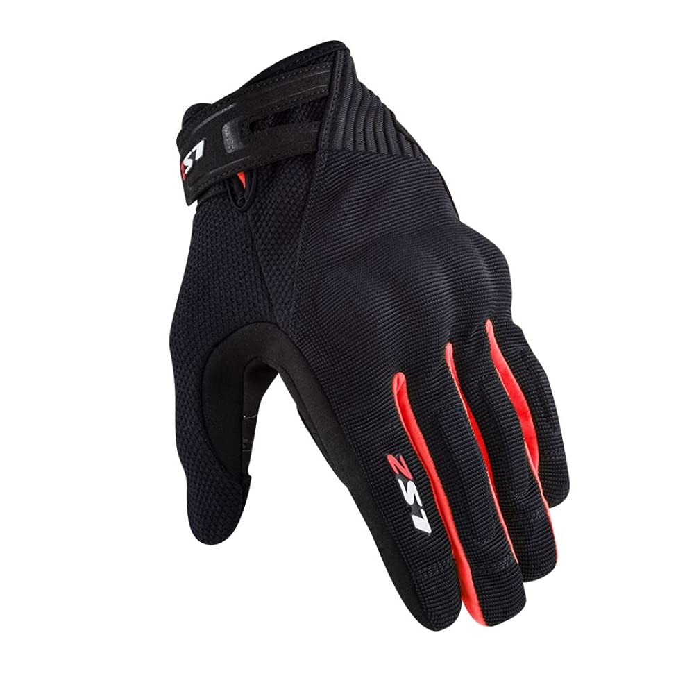 LS2 Handschuhe Dart II schwarz/rot Größe L | geeignet für den Frühling;Sommer;Herbst | hochwertigen Textil | Abriebfestigkeit | Reißfestigkeit | Aufprallschutz | Ergonomisch | von LS2