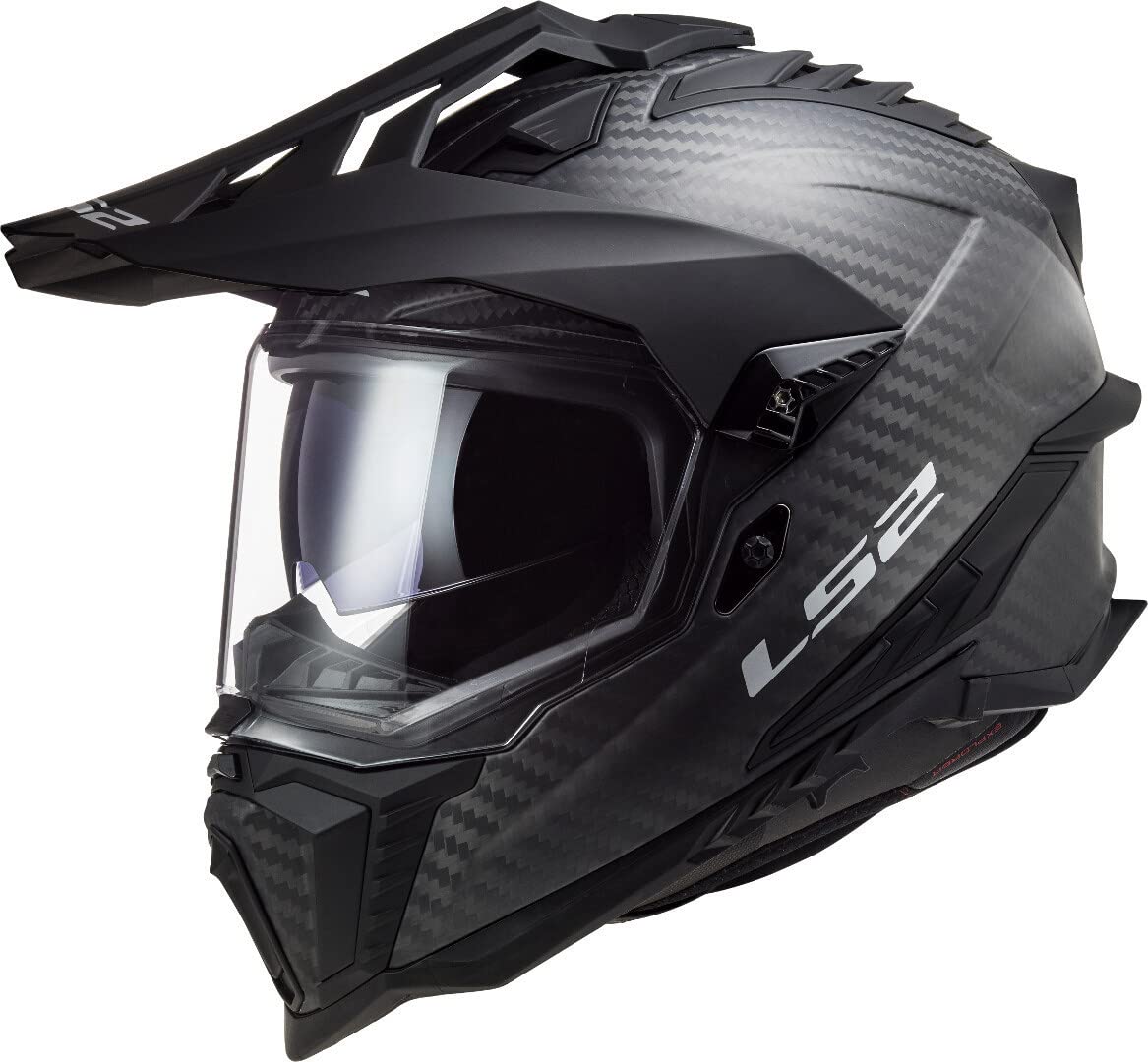 LS2 Helm Explorer MX701 glänzend Carbon Größe XXL | Klares Visier | Crosshelme | Doppelring | Carbon | geeignet für Mofa, Moped, Motorrad, Roller von LS2