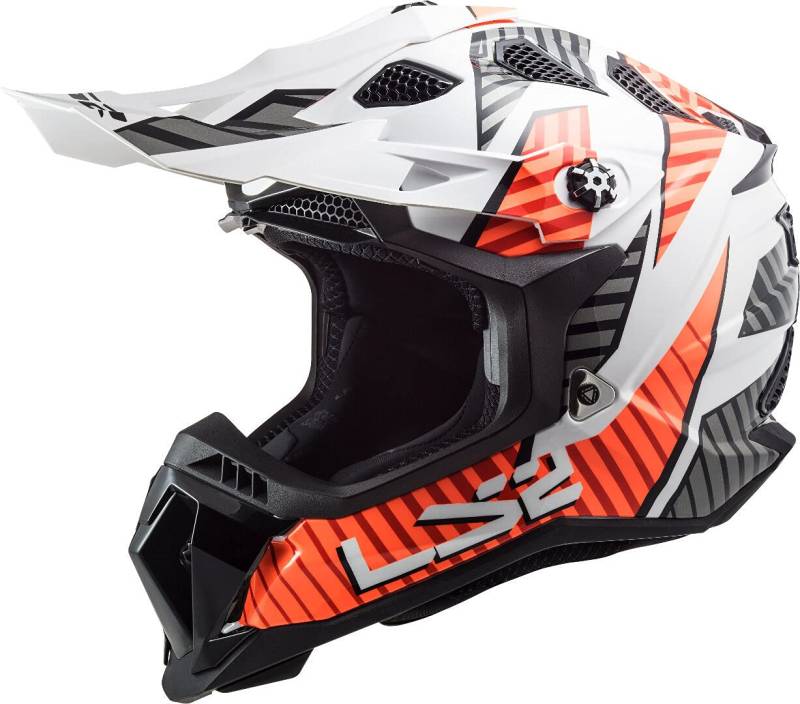 LS2 Helm Subverter EVO Astro MX700 weiß/orange Größe L | Kein Visier | Crosshelme | Doppelring | Kunststoff | geeignet für Mofa, Moped, Motorrad, Roller von LS2