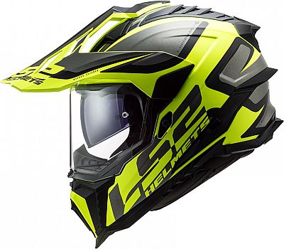 LS2 MX701 Explorer Alter, Endurohelm - Matt Schwarz/Neon-Gelb/Grau - M von LS2