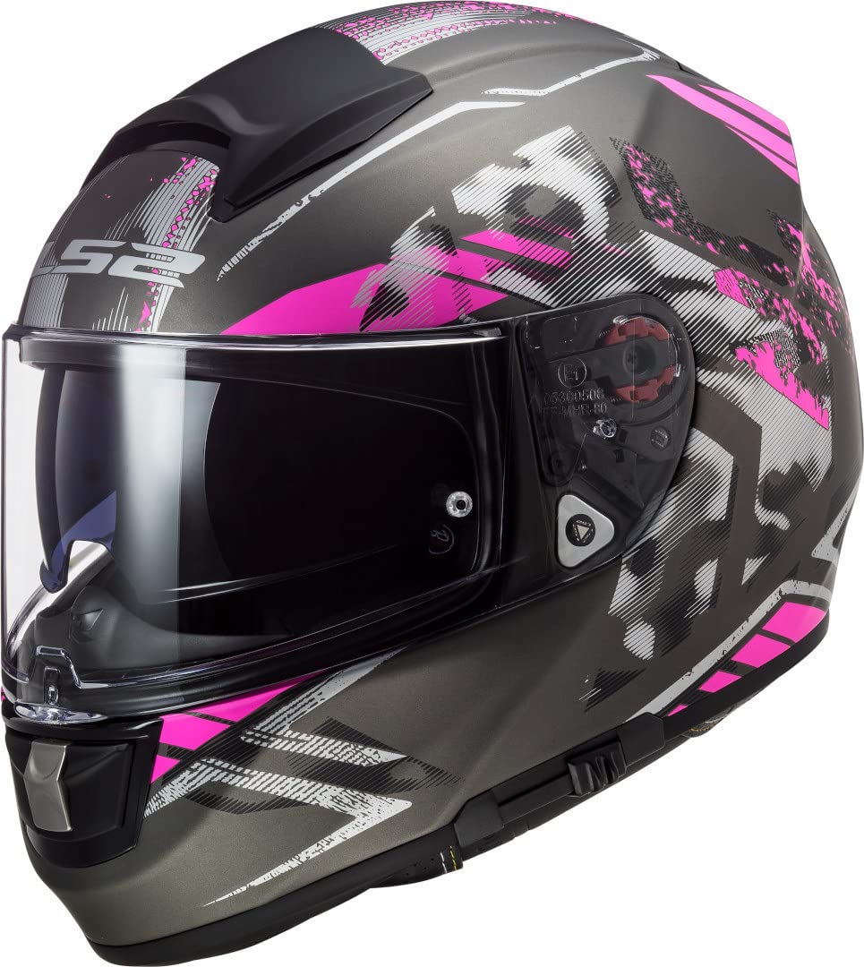 LS2 Motorradhelm FF397 VECTOR FT2 STENCIL TITANIUM PURPLE, Schwarz/Lila, L von LS2