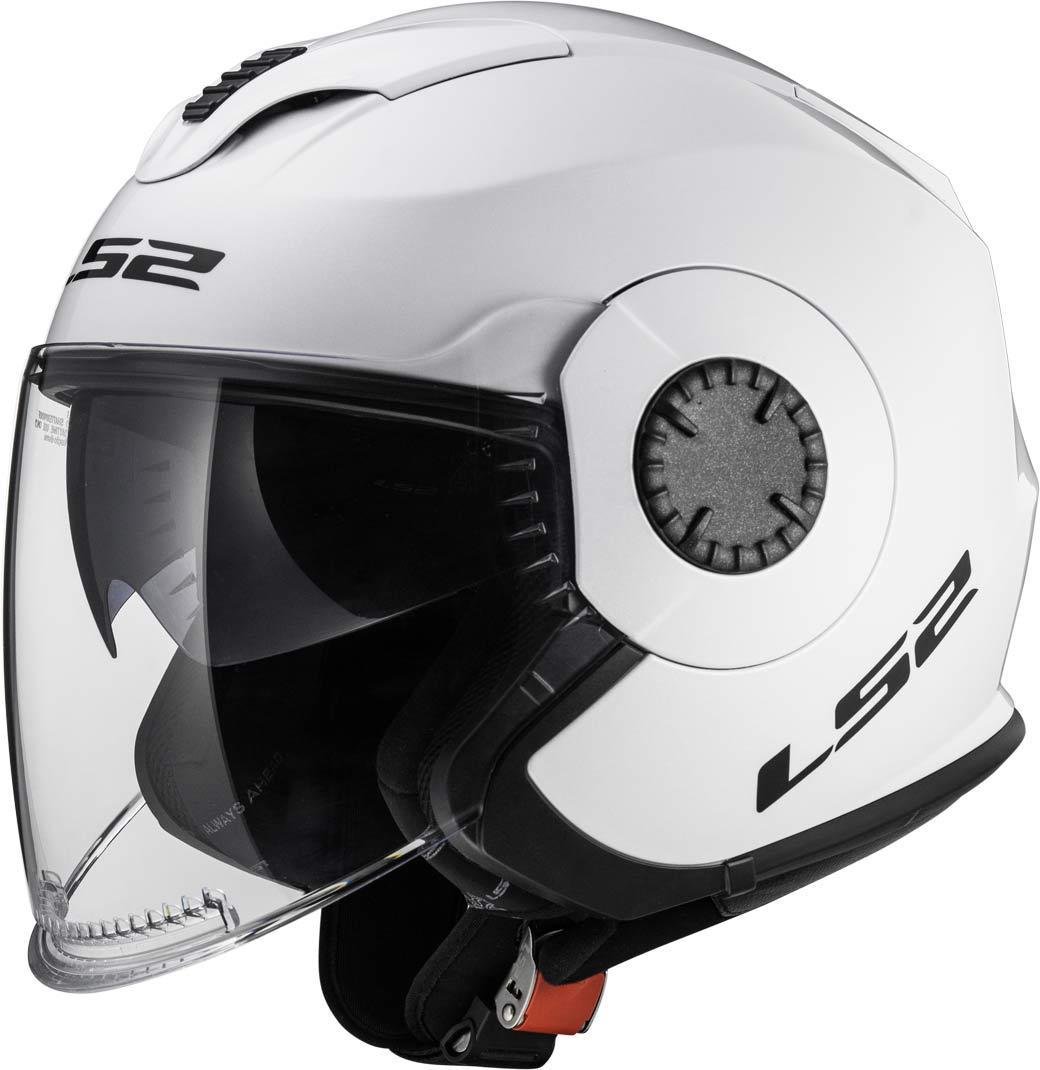 LS2 Helm Verso OF570 glänzend weiß Größe S | Klares Visier | Rollerhelme | Ratsche | Kunststoff | geeignet für Mofa, Moped, Motorrad, Roller von LS2
