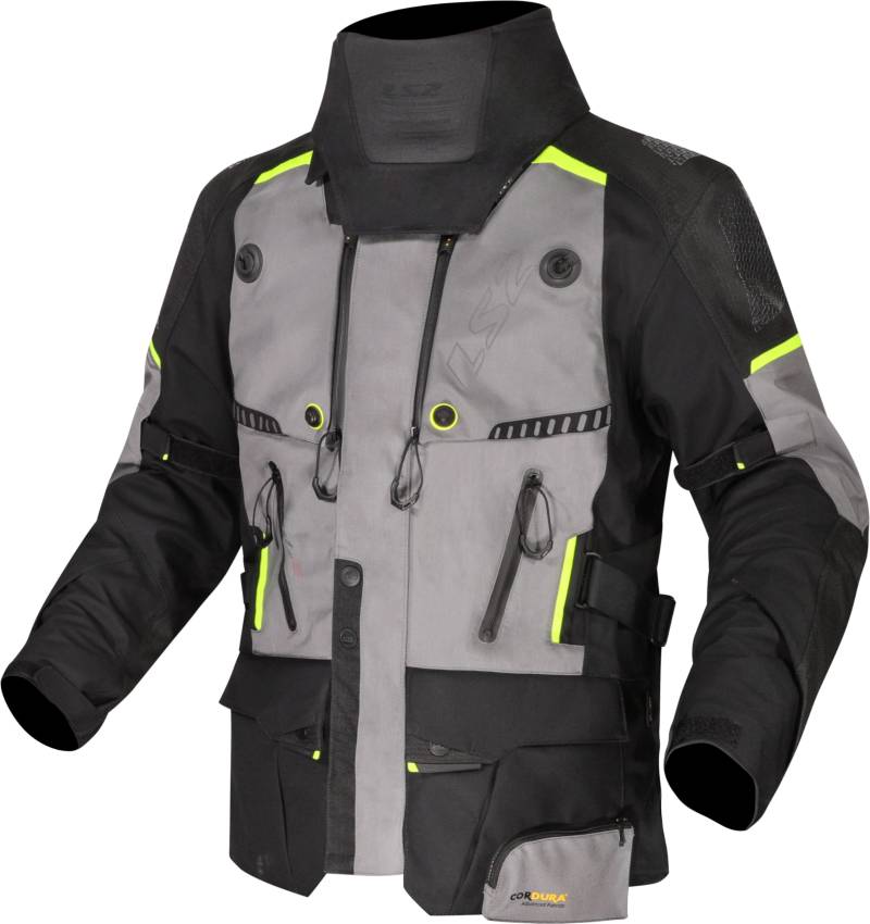 LS2 Motorradjacke Apollo Men wasserdichte Touringjacke 3-Lagen Laminat Schutzklasse AAA, BLACK DARK GREY H-V YELLOW, L von LS2