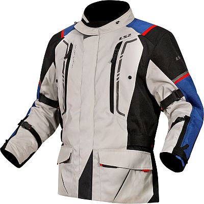 LS2 Narvik, Textiljacke wasserdicht - Hellgrau/Schwarz/Blau - 4XL von LS2