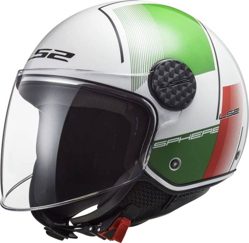 LS2, Jet-Motorradhelm SPHERE LUX FIRM Gloss White Green Red, XXL von LS2