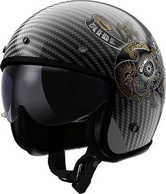 LS2 OF601 Bob II Carbon Custom, Jethelm - Schwarz/Grau/Gold - XS LS2 OF601 Bob II Carbon Custom, Jethelm - Schwarz/Grau/Gold - XS von LS2