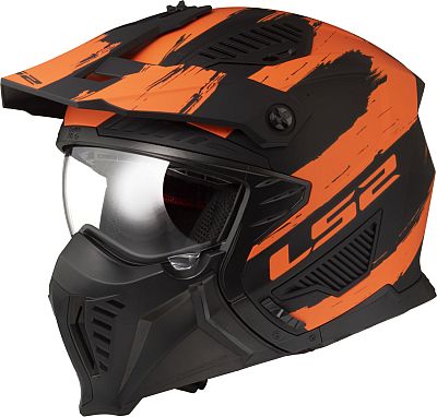 LS2 OF606 Drifter Mud, Modularhelm - Matt Schwarz/Orange - S von LS2